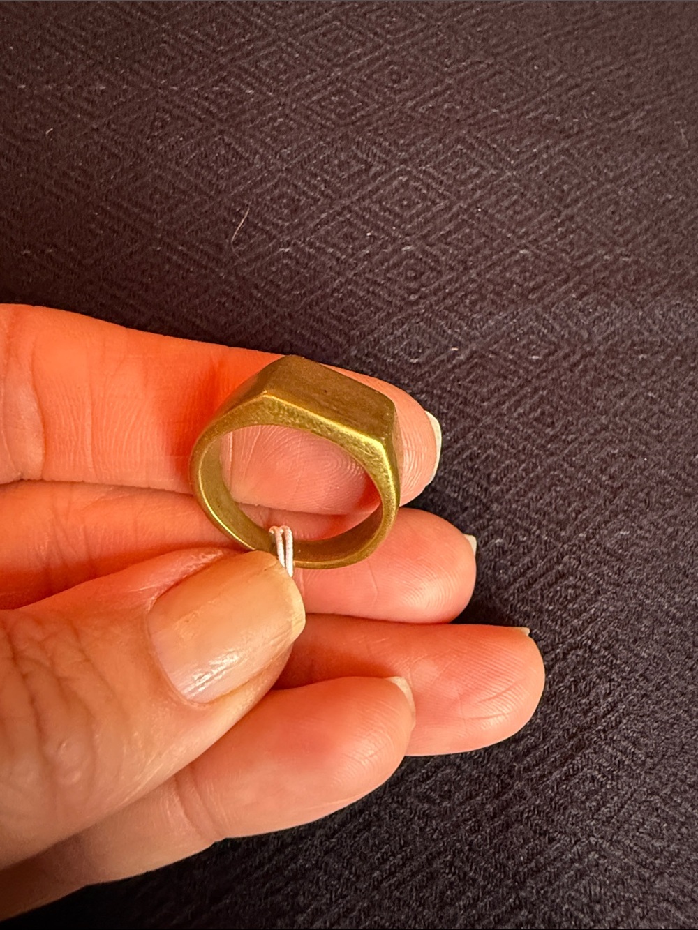 Brass Geometric Signet Ring in Gold Tone - Women's Jewelry